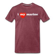 Load image into Gallery viewer, I love my marine (red heart) - heather burgundy