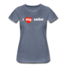 Load image into Gallery viewer, i love my sailor (W) red heart - heather blue