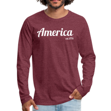 Load image into Gallery viewer, America '76 - (men's long sleeve) - heather burgundy