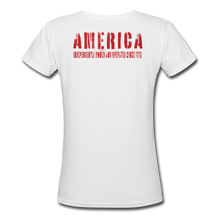 Load image into Gallery viewer, America 76, Women's V-Neck T-Shirt (fitted) - white