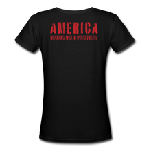 Load image into Gallery viewer, America 76, Women's V-Neck T-Shirt (fitted) - black