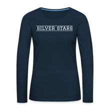 Load image into Gallery viewer, Women's LS Silver Stars - deep navy