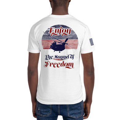Enjoy the Sound of Freedom shirt, kit up apparel,, CH47, Helicopter, Veteran, Army, Humor, Comfortable Shirt, Flag, Patriotic, Army