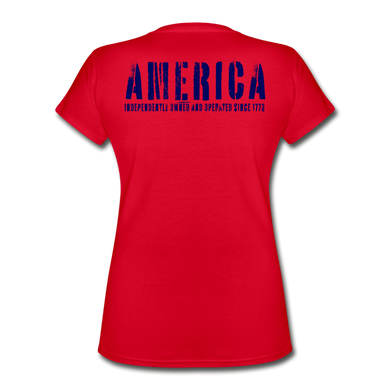 Basic Issue, Red & Navy, America '76, Women's V-Neck T-Shirt, - red