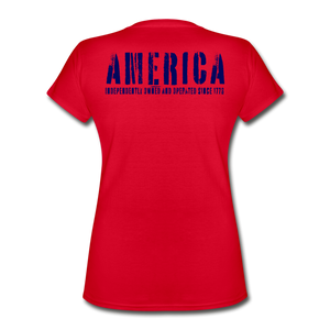 Basic Issue, Red & Navy, America '76, Women's V-Neck T-Shirt, - red