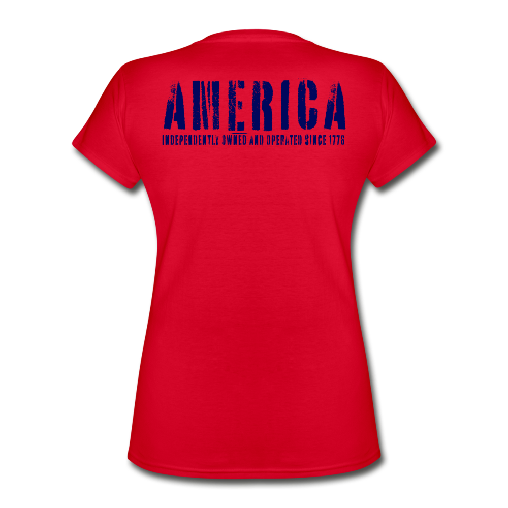 Basic Issue, Red & Navy, America '76, Women's V-Neck T-Shirt, - red