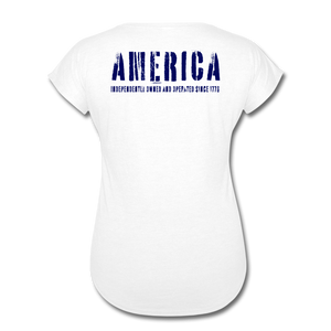 Basic Issue, Red & Navy, America's Kit up, Women's Tri-Blend V-Neck T-Shirt - white
