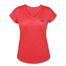 Load image into Gallery viewer, Basic Issue, Red &amp; Navy, America&#39;s Kit up, Women&#39;s Tri-Blend V-Neck T-Shirt - heather red
