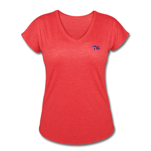 Basic Issue, Red & Navy, America's Kit up, Women's Tri-Blend V-Neck T-Shirt - heather red