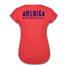 Load image into Gallery viewer, Basic Issue, Red &amp; Navy, America&#39;s Kit up, Women&#39;s Tri-Blend V-Neck T-Shirt - heather red
