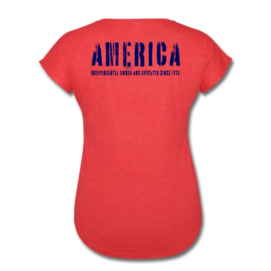 Basic Issue, Red & Navy, America's Kit up, Women's Tri-Blend V-Neck T-Shirt - heather red