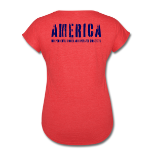 Basic Issue, Red & Navy, America's Kit up, Women's Tri-Blend V-Neck T-Shirt - heather red
