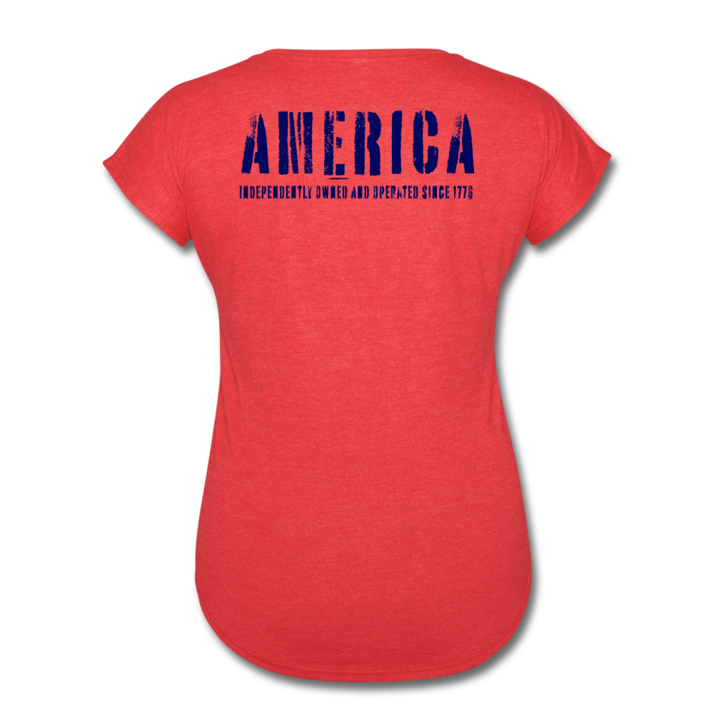 Basic Issue, Red & Navy, America's Kit up, Women's Tri-Blend V-Neck T-Shirt - heather red