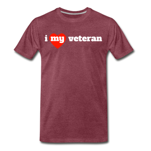I love my veteran (red heart) - heather burgundy