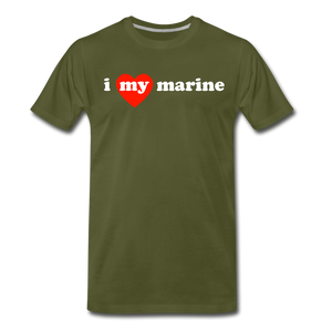 I love my marine (red heart) - olive green