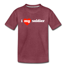 Load image into Gallery viewer, I love my soldier (Y) red heart - heather burgundy
