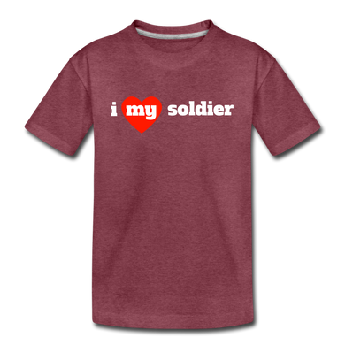 I love my soldier (Y) red heart - heather burgundy