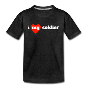 I love my soldier (Y) red heart - charcoal gray