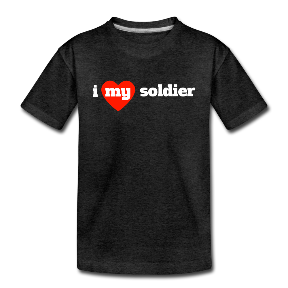 I love my soldier (Y) red heart - charcoal gray