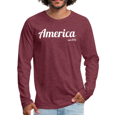 America '76 - (men's long sleeve) - heather burgundy