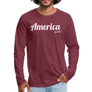 America '76 - (men's long sleeve) - heather burgundy