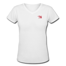 Load image into Gallery viewer, America 76, Women&#39;s V-Neck T-Shirt (fitted) - white
