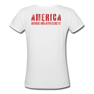 America 76, Women's V-Neck T-Shirt (fitted) - white
