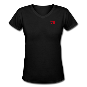 America 76, Women's V-Neck T-Shirt (fitted) - black