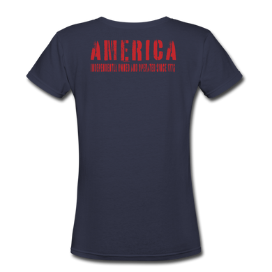 America 76, Women's V-Neck T-Shirt (fitted) - navy