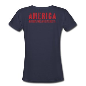 America 76, Women's V-Neck T-Shirt (fitted) - navy