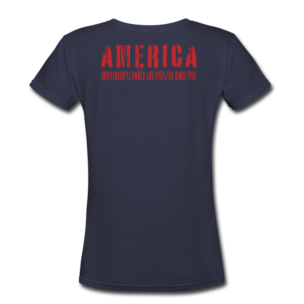 America 76, Women's V-Neck T-Shirt (fitted) - navy