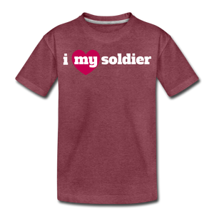 i love my soldier (Y) - heather burgundy