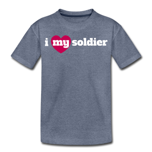 i love my soldier (Y) - heather blue