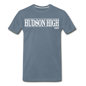 Hudson High, 1802 (White font) - steel blue