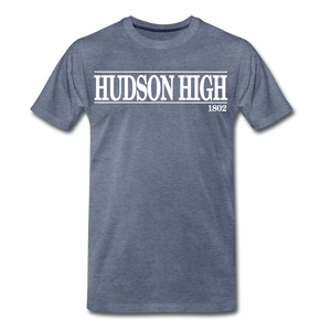 Hudson High, 1802 (White font) - heather blue