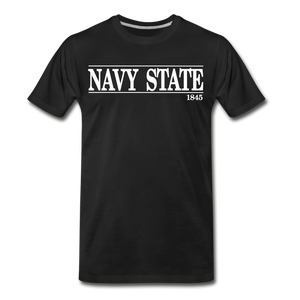 Navy Sate, White Font - black