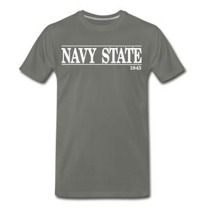 Navy Sate, White Font - asphalt gray
