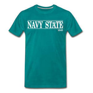Navy Sate, White Font - teal