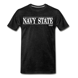 Navy Sate, White Font - charcoal gray