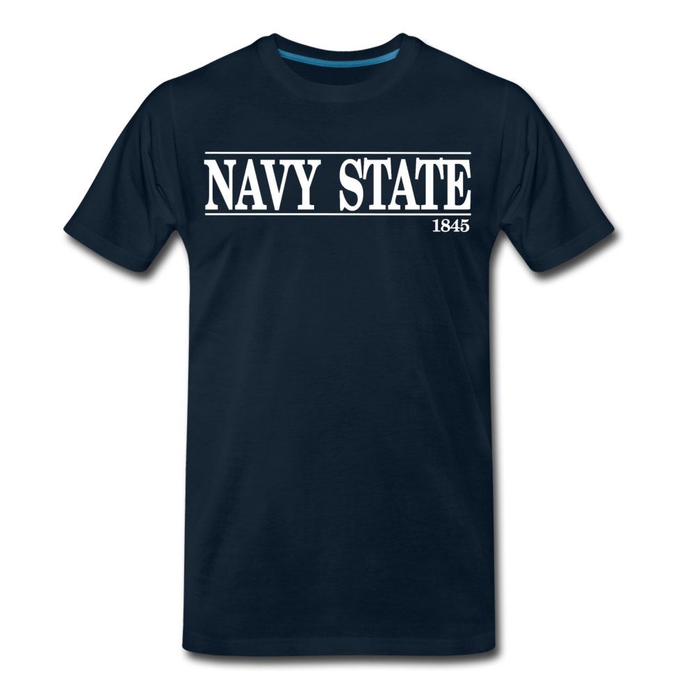 Navy Sate, White Font - deep navy