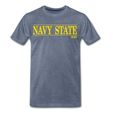 Load image into Gallery viewer, Navy State, 1845 (Gold font) - heather blue
