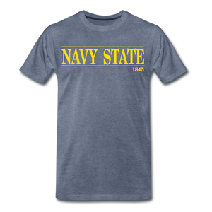 Navy State, 1845 (Gold font) - heather blue