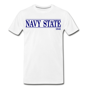 Navy State, (Navy Font) - white