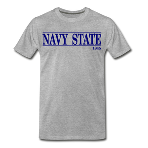 Navy State, (Navy Font) - heather gray
