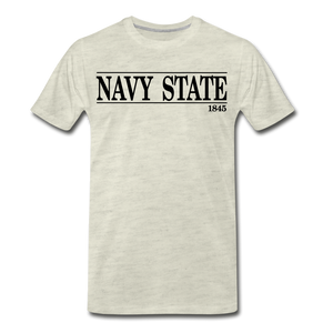 Navy State 1845, (Black Font) - heather oatmeal