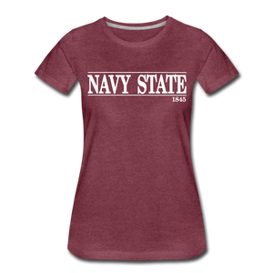 Navy State, 1845 (W) (White Font) - heather burgundy