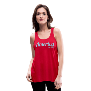 America, established 1776 Flowy Tank (by Bella) - red