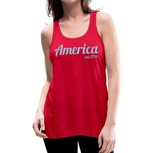 America, established 1776 Flowy Tank (by Bella) - red
