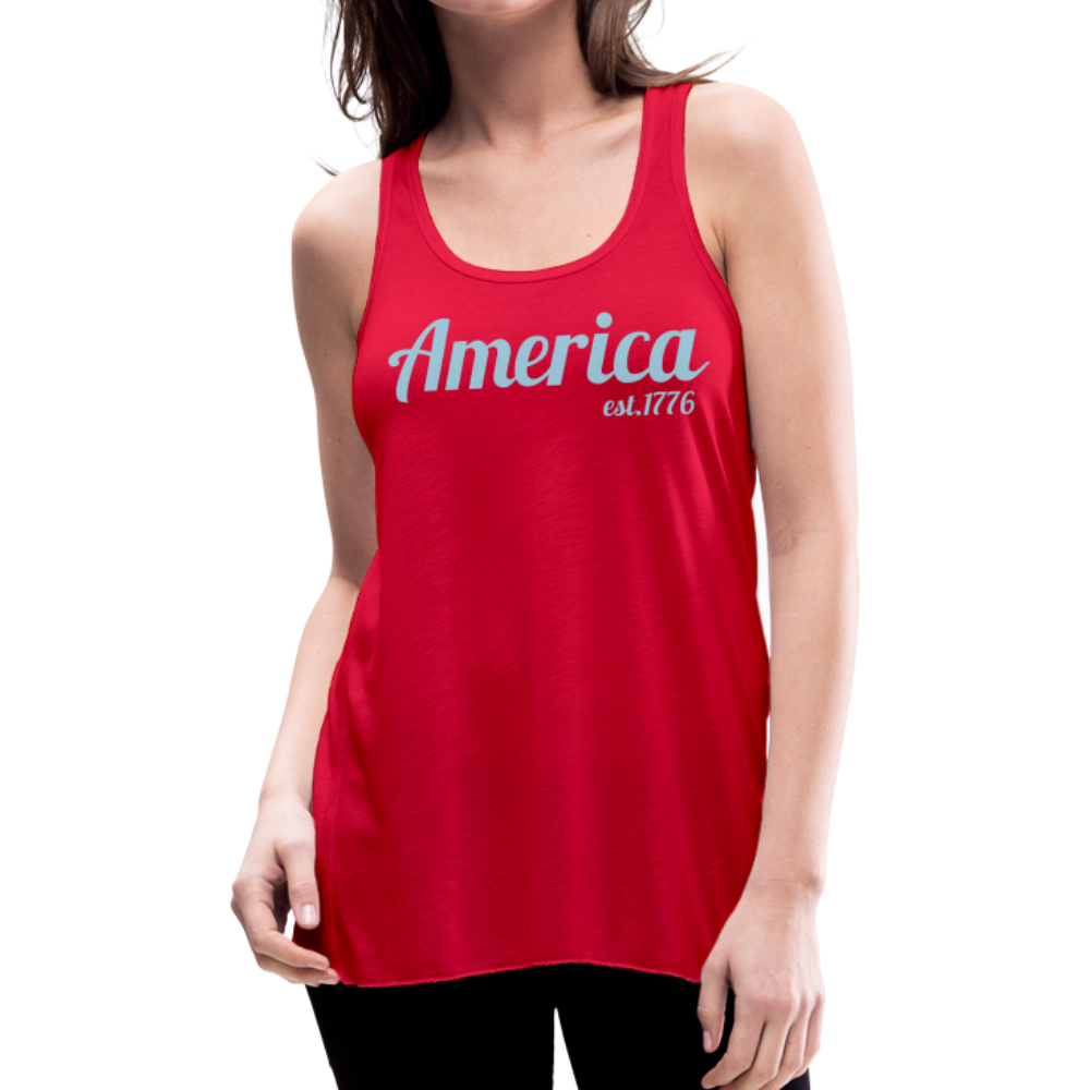 America, established 1776 Flowy Tank (by Bella) - red