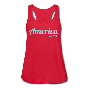 America, established 1776 Flowy Tank (by Bella) - red